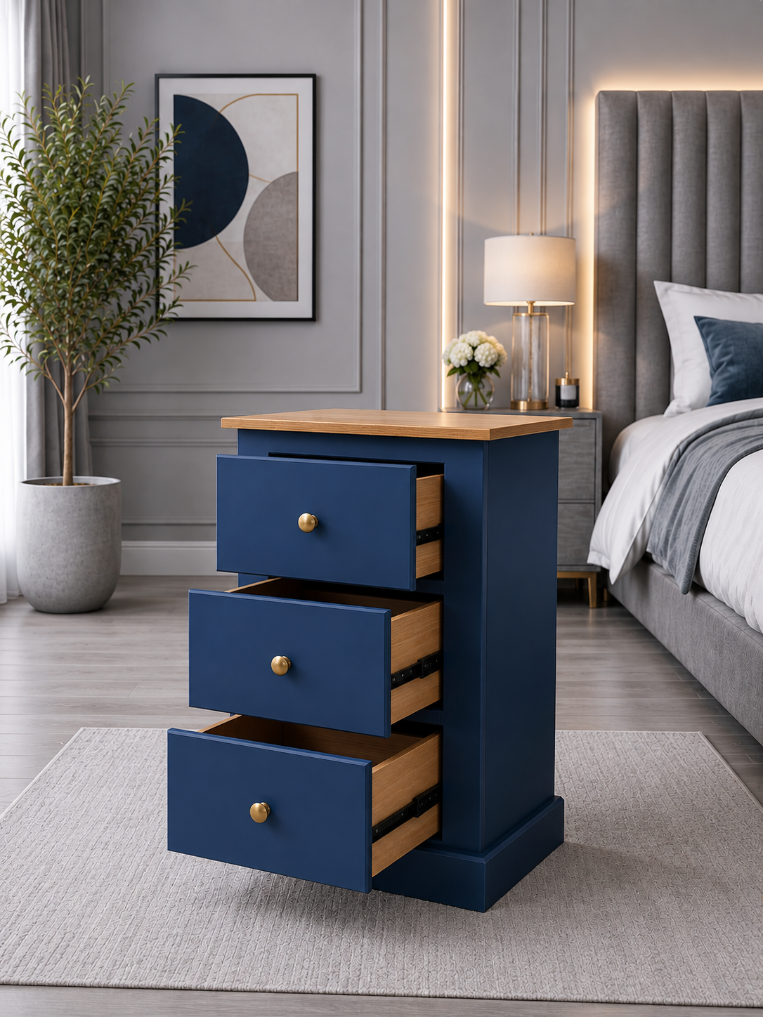 Cambridge 3 Drawer Bedside Table