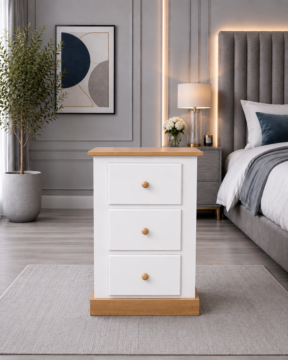 Cambridge 3 Drawer Bedside Table